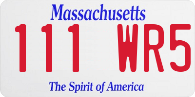 MA license plate 111WR5