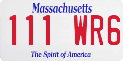 MA license plate 111WR6