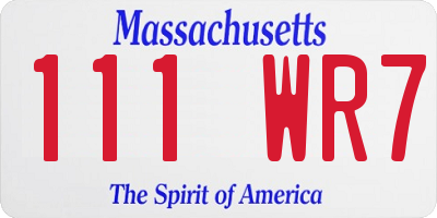 MA license plate 111WR7