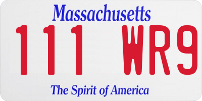 MA license plate 111WR9