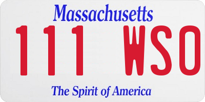 MA license plate 111WS0