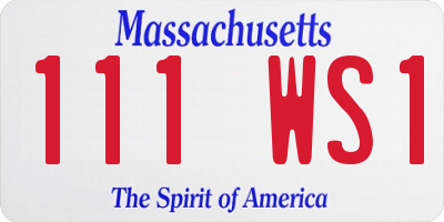 MA license plate 111WS1