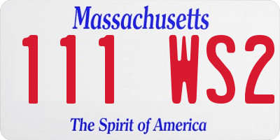 MA license plate 111WS2