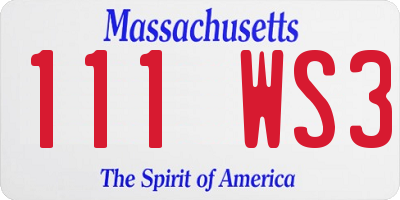 MA license plate 111WS3