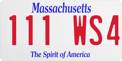 MA license plate 111WS4