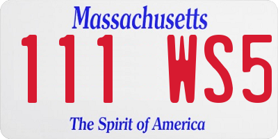 MA license plate 111WS5