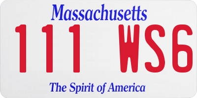 MA license plate 111WS6