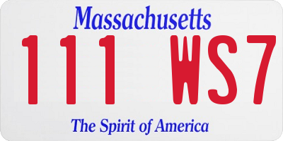 MA license plate 111WS7