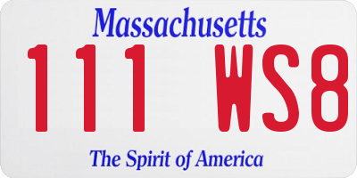 MA license plate 111WS8