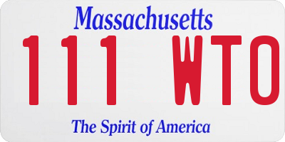 MA license plate 111WT0