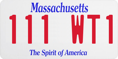 MA license plate 111WT1