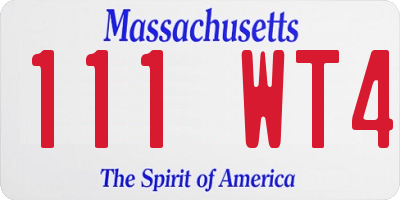MA license plate 111WT4