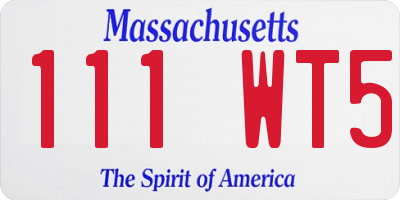MA license plate 111WT5