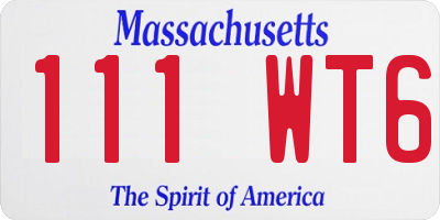 MA license plate 111WT6