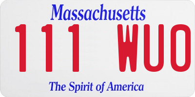 MA license plate 111WU0