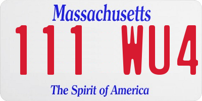 MA license plate 111WU4