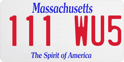 MA license plate 111WU5