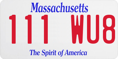 MA license plate 111WU8