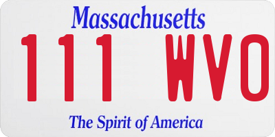 MA license plate 111WV0