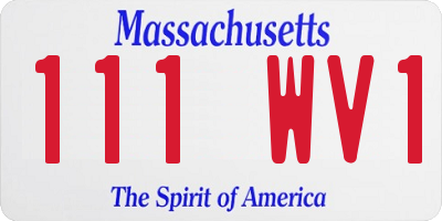 MA license plate 111WV1