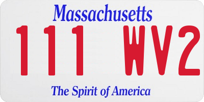MA license plate 111WV2
