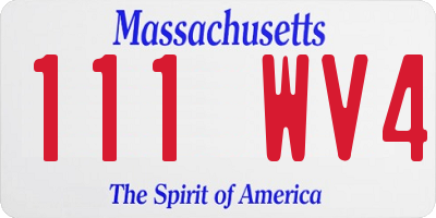 MA license plate 111WV4