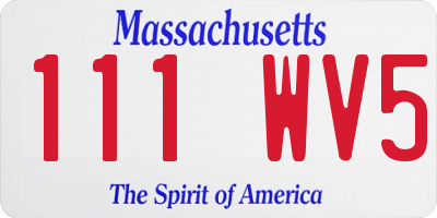 MA license plate 111WV5