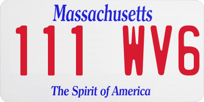 MA license plate 111WV6
