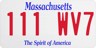 MA license plate 111WV7