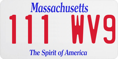 MA license plate 111WV9