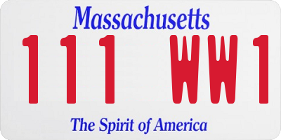MA license plate 111WW1