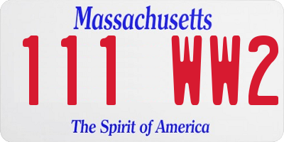 MA license plate 111WW2