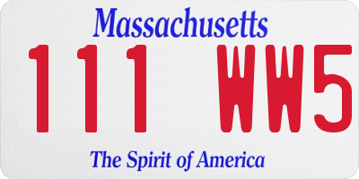 MA license plate 111WW5