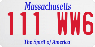 MA license plate 111WW6