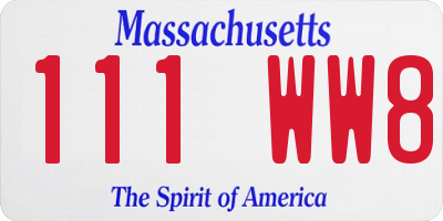 MA license plate 111WW8