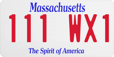 MA license plate 111WX1
