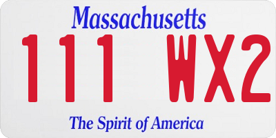 MA license plate 111WX2