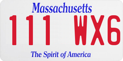 MA license plate 111WX6