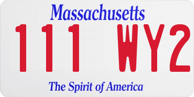 MA license plate 111WY2