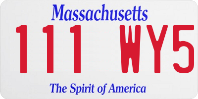 MA license plate 111WY5