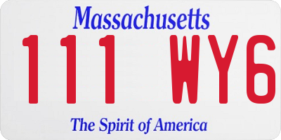MA license plate 111WY6