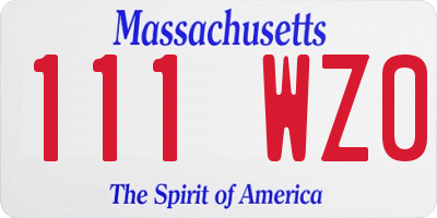 MA license plate 111WZ0