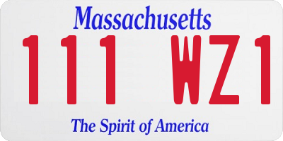 MA license plate 111WZ1