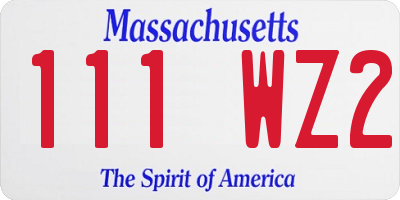 MA license plate 111WZ2