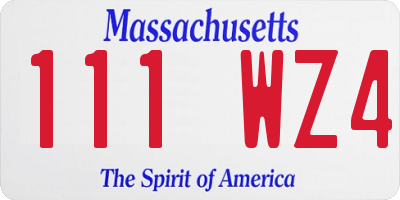 MA license plate 111WZ4