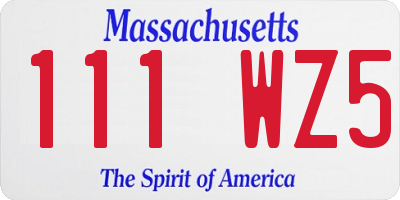 MA license plate 111WZ5