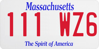 MA license plate 111WZ6