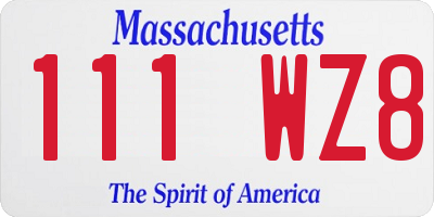MA license plate 111WZ8