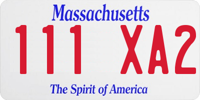 MA license plate 111XA2