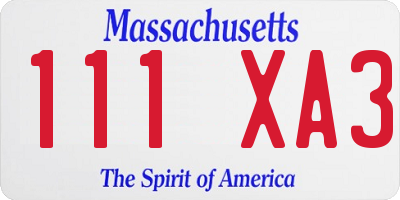 MA license plate 111XA3